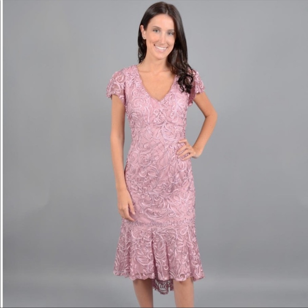 R & M RICHARDS - EMBROIDERED SHORT SEQUIN DRESS